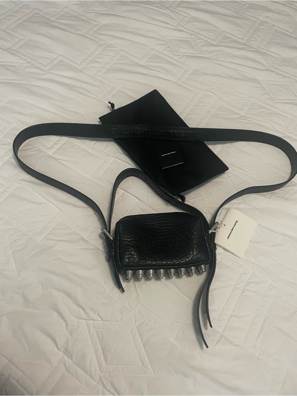 Alexander Wang Black Pebbled Leather Mini Studded Crossbody